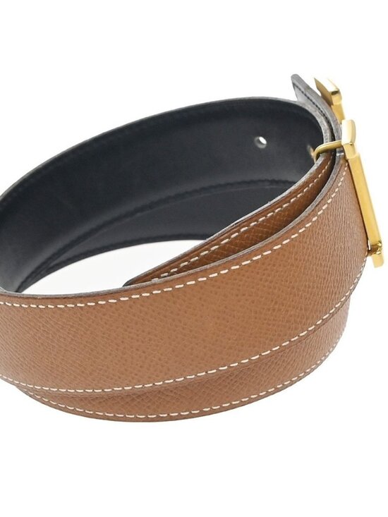 HERMES Logo Constant Reversible Buckle Belt Size 70 Leather Black BN GHW 82RL951 main image 12
